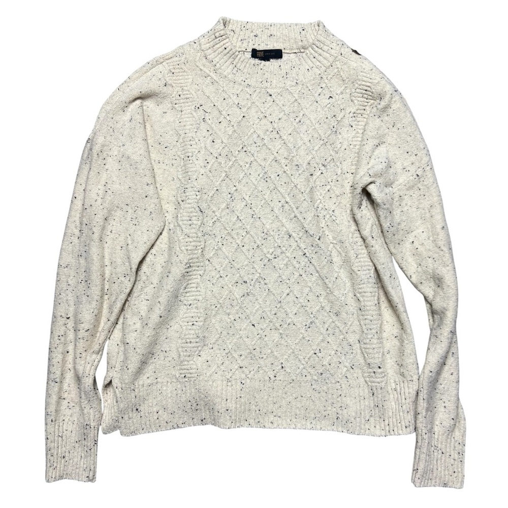 Frye Flecked Speckled Cream Cable Knit Sweater Women’s Size Medium